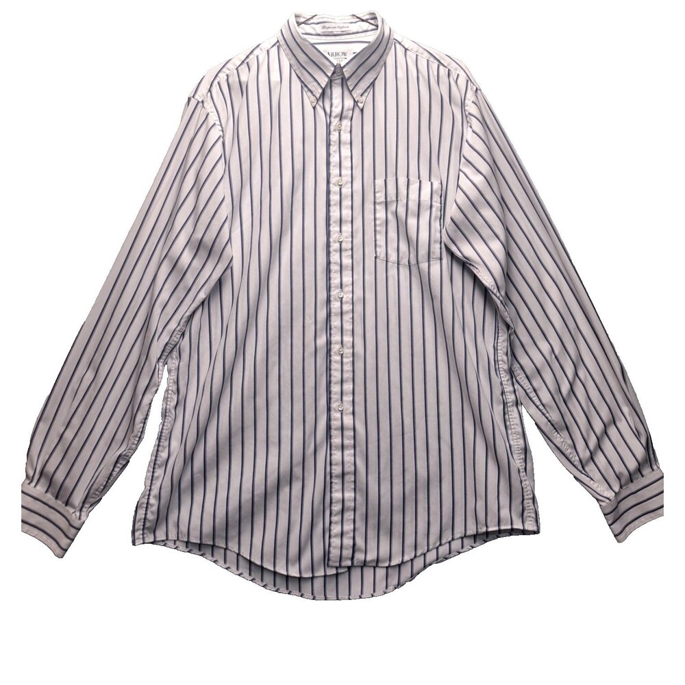Arrow Fairfield Made in USA Pinpoint Oxford Stripe Shirt Men's Long Sleeve 36/37